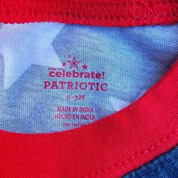 Patriotic Cotton American Flag Snap Pocket Shorty Romper Size 0-3m - Picture 3 of 4